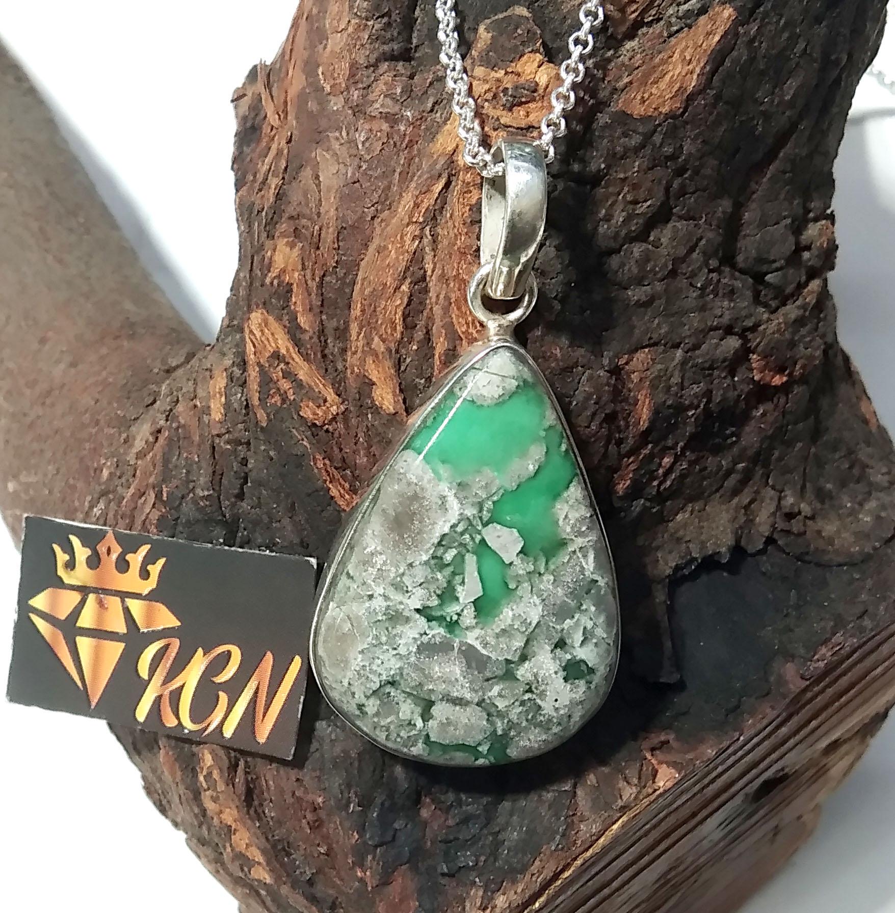 Variscite Stone Jewelry, 925 Sterling Silver Pendant Chain Necklace, Beautiful Design Nice Color Variscite Stone Pendant, Gift For Her